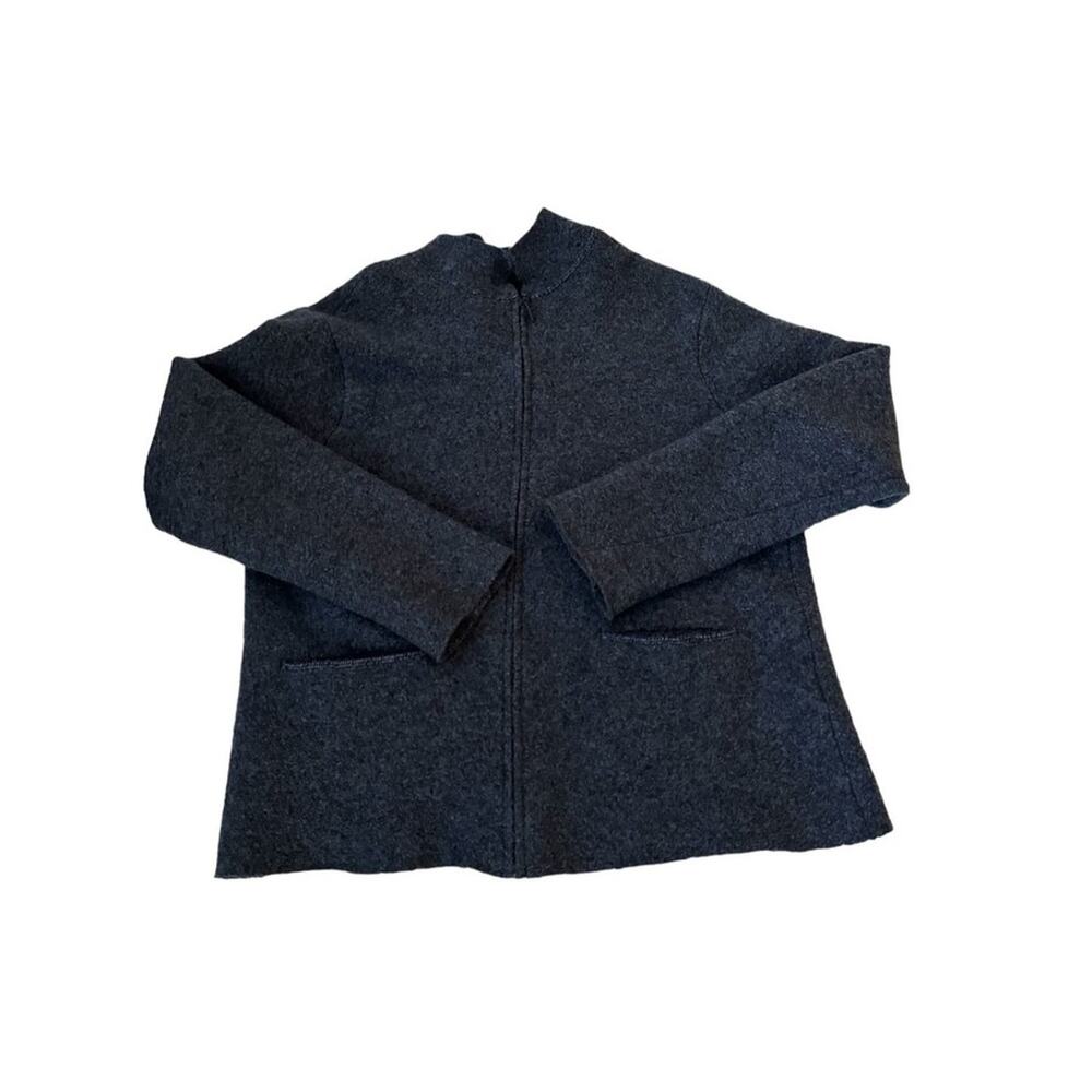 Eileen Fisher Wool Blue Zip Up‎ Blazer Sweater